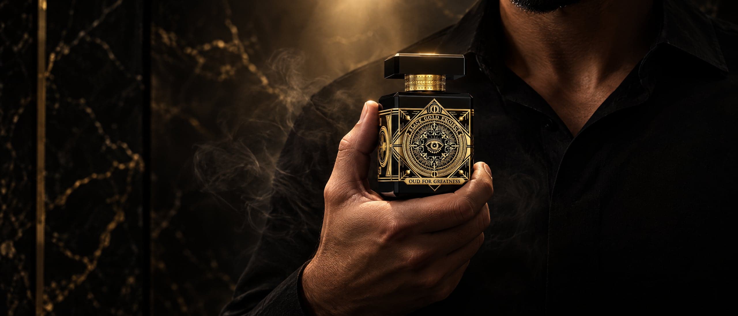 Initio Oud For Greatness under a single spotlight